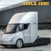 1:24 Tesla Semi Truck Head Trailer Modell Simulation Metalllegierung Druckguss Ton und Licht Geschenk mit Jungen Sammlung Automodell Kinderspielzeug