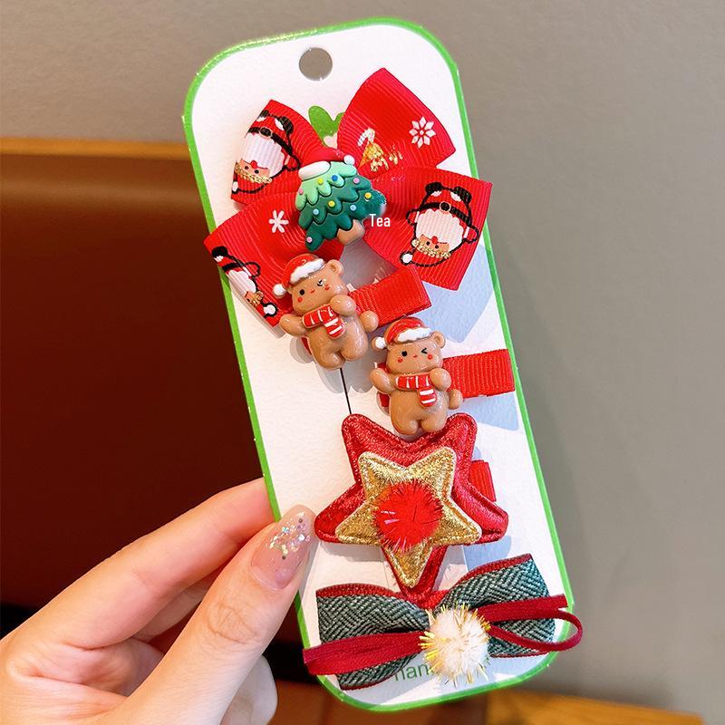 Weihnachten Weihnachtsmann Plüsch Haarspangen für Mädchen - Niedliche Pony- & Seitenklammern