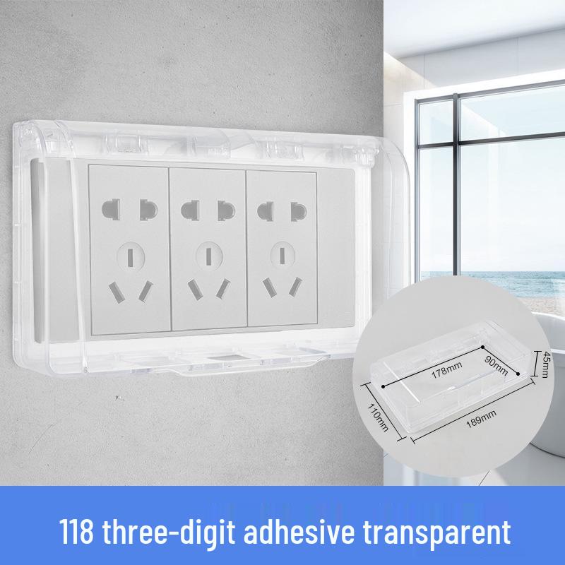 86 Type Transparent Self-Adhesive Waterproof Socket Cover for Bathroom Switches