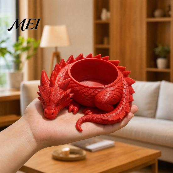 Dragon-shaped Flower Pot 3D Printed Pot, Fairy Tale Style Dragon-Shaped Planter Yellow Dragon with Breathable Design, Small Plant Container