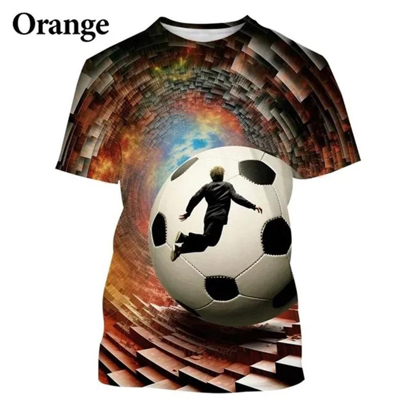 Kreativa fotbolls-T-shirts med 3D-trycksmönster Barn Otroligt moderiktig Supercool topp Barn Harajuku-stil Casual kortärmad T-shirt