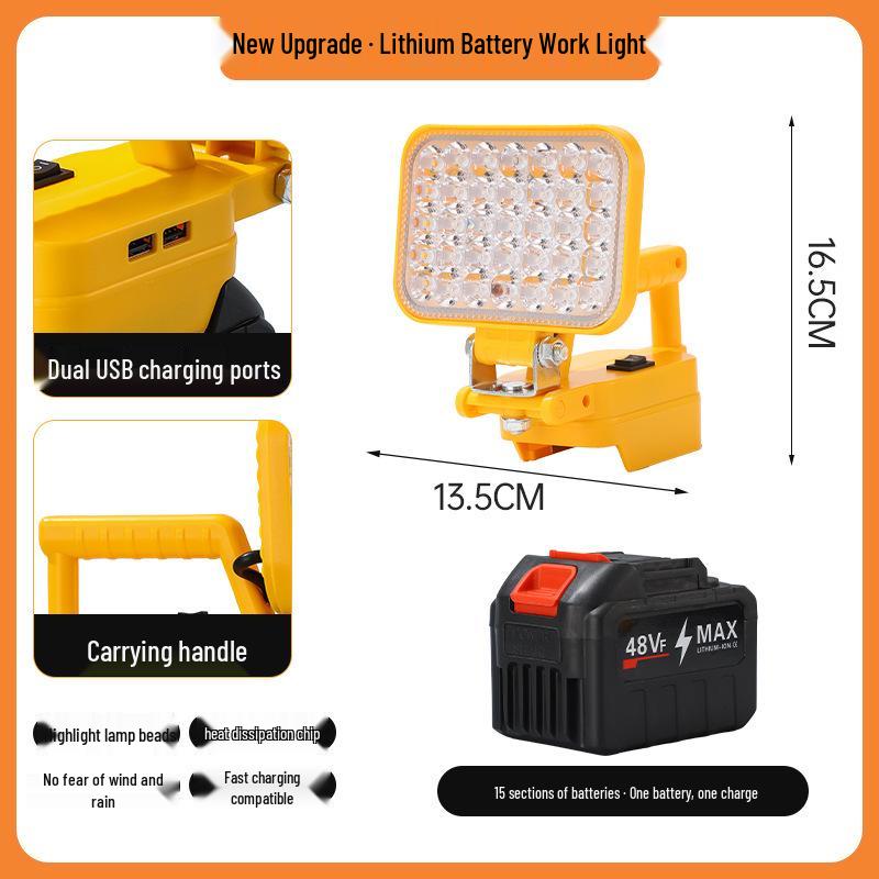 Portable Emergency Lithium Battery Floodlight for Camping, Construction, and Car Repairs