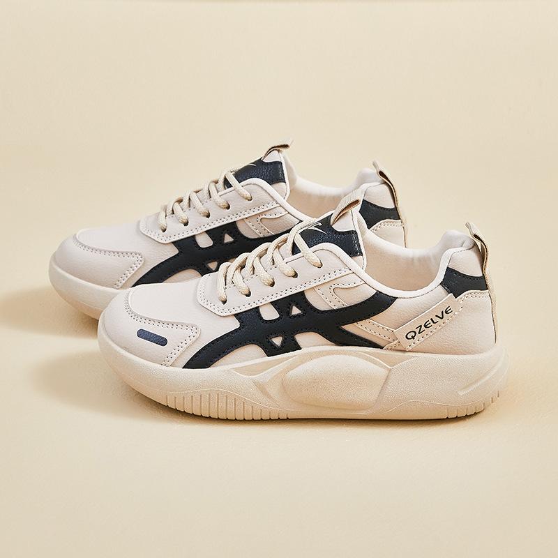 

Casual Chunky Platform Sneakers for Women Lightweight Anti-Slip Walking Shoes Faux Leather Lace-Up Running Shoes Women s Comfortable Tennis Sneakers 40 чёрный