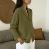 Women's Casual Oversized Knit Cardigan with Lapel Collar and Long Sleeve Button Front