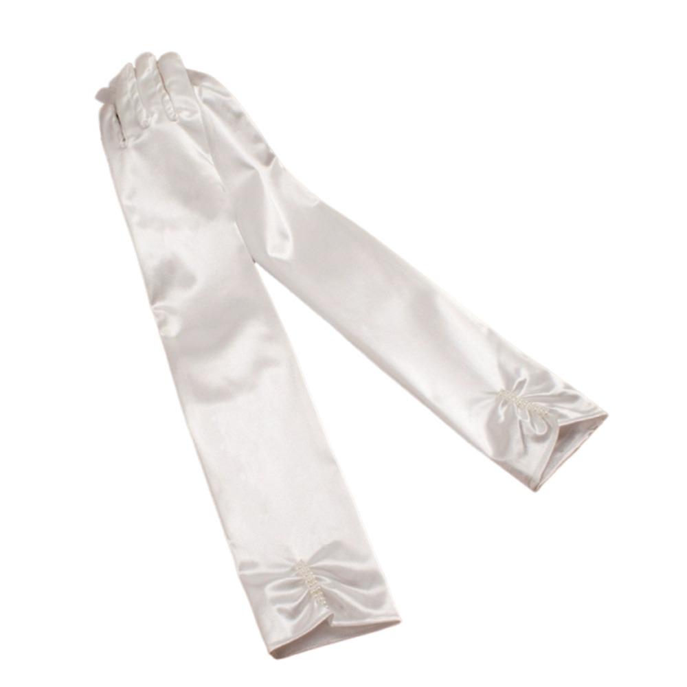 Handmade Bride Gloves Lace Trimmed Satin Gloves Ball Gloves Lace Gloves  Dinner Dresses