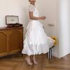 European & American Sexy Women's Square Neck Bubble Sleeve Ruffle Dress
