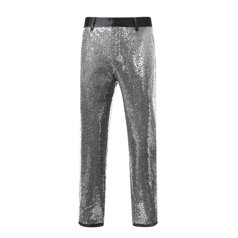 Heren paars pailletten smokingpak zwart satijnen revers 2-delig formeel feest blazer en broek set