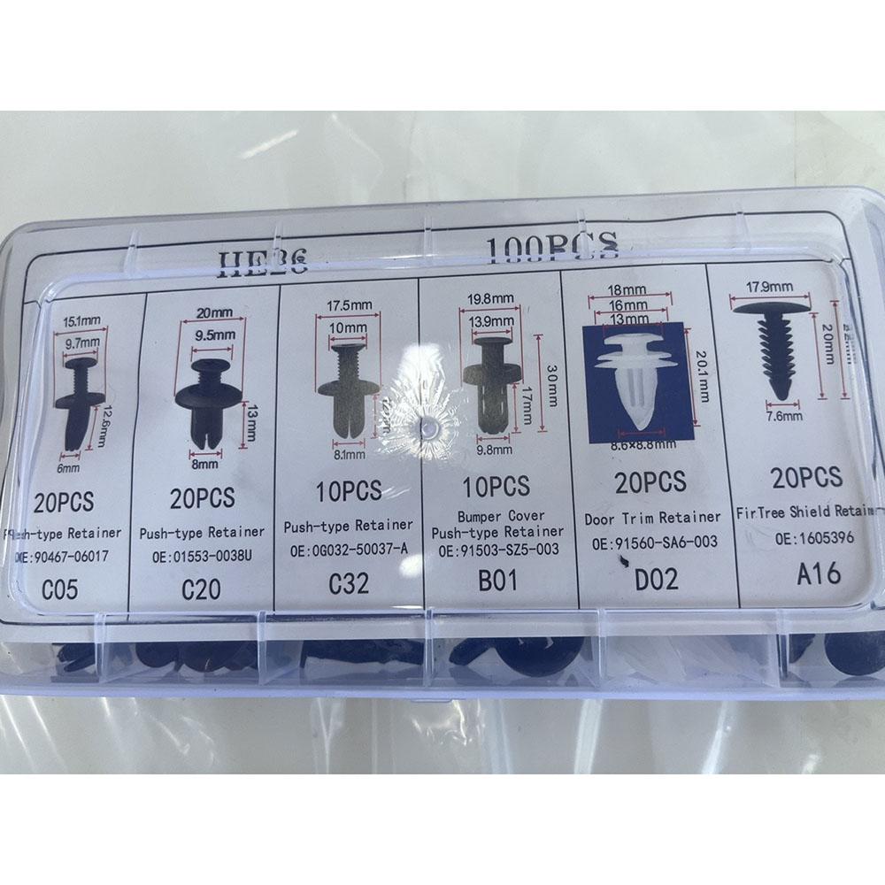 Auto Fastener Clip Mixed Kit 100pcs Set Car Body Push Retainer Pin Rivet Bumper Door Trim Panel Fastener Fender Rivet Clips Car