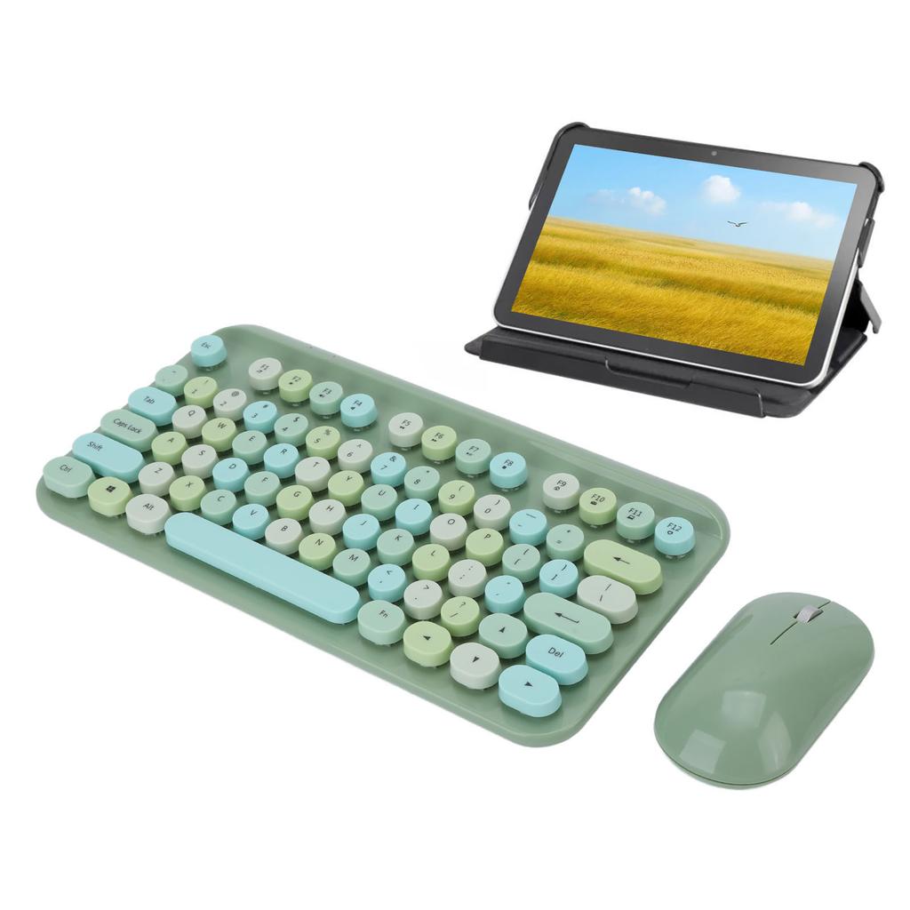 USB Keyboard Mouse 2.4GHz Wireless Ergonomic Retro 75 Keys Full Size Gaming Keyboard Mouse Set for Computer Laptop