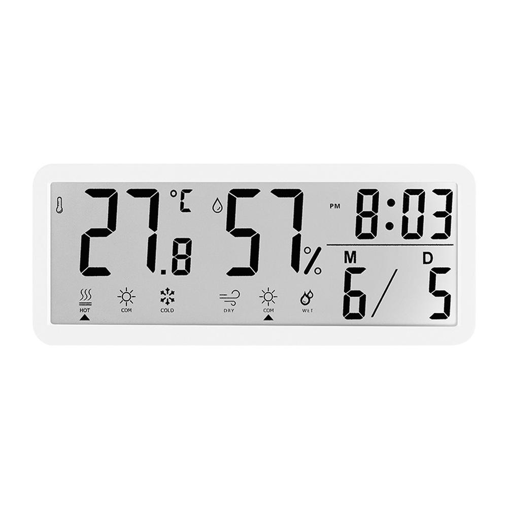 

Digital Wall Clock, Wall Mounted Large LCD Display Digital Clocks, Electronic Clock With Temperature Humidity And Date, Alarm Clock For Living Room White