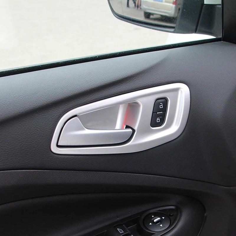 For Ford Kuga 2013 2014 2015 2016 2017 2018  ABS Chrome Interior Door Handle Bowl Cover Frame Trim  Car Sticker Accessories