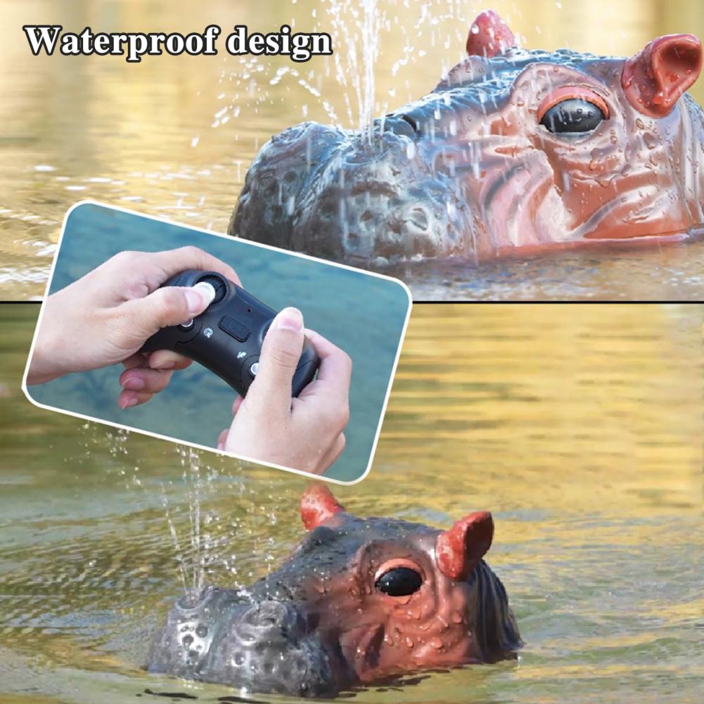 Non-Toxic Rc Boat Simulation Hippo Remote Control Toy Waterproof Electric Water Animal Cool Outdoor Swimming Pool Children'S Toys For Kids