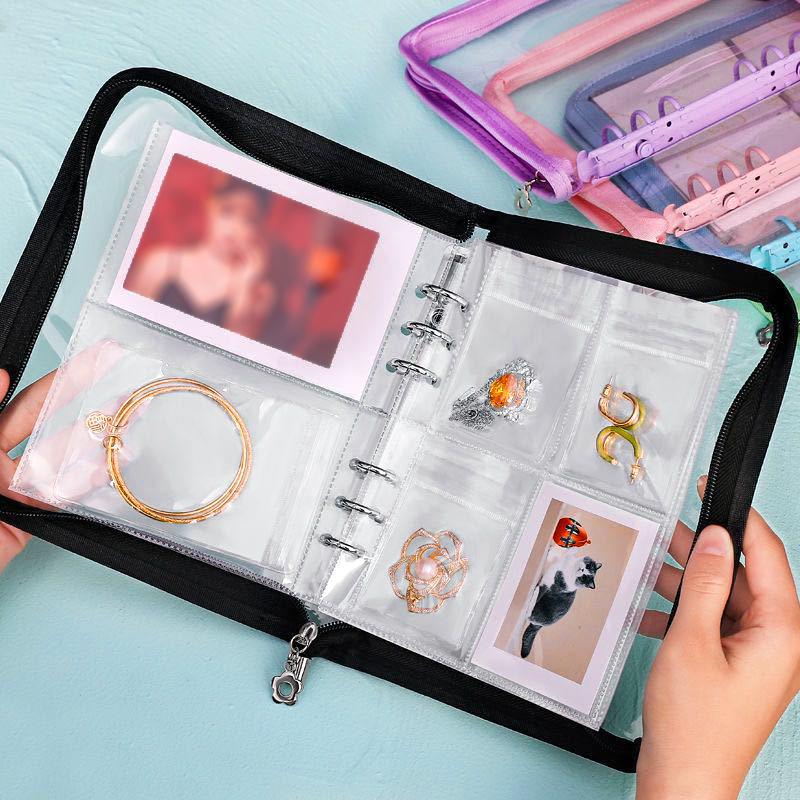 1 Set Candy Colors Convenient Large Capacity Photo Album Includes Sealed Bag Portable Multiple Sizes Multi-Function 25.3x18.5cm