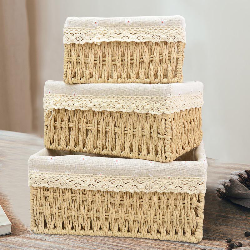 Rattan Paper Rope Woven Storage Basket for Snacks, Toys, and Sundries