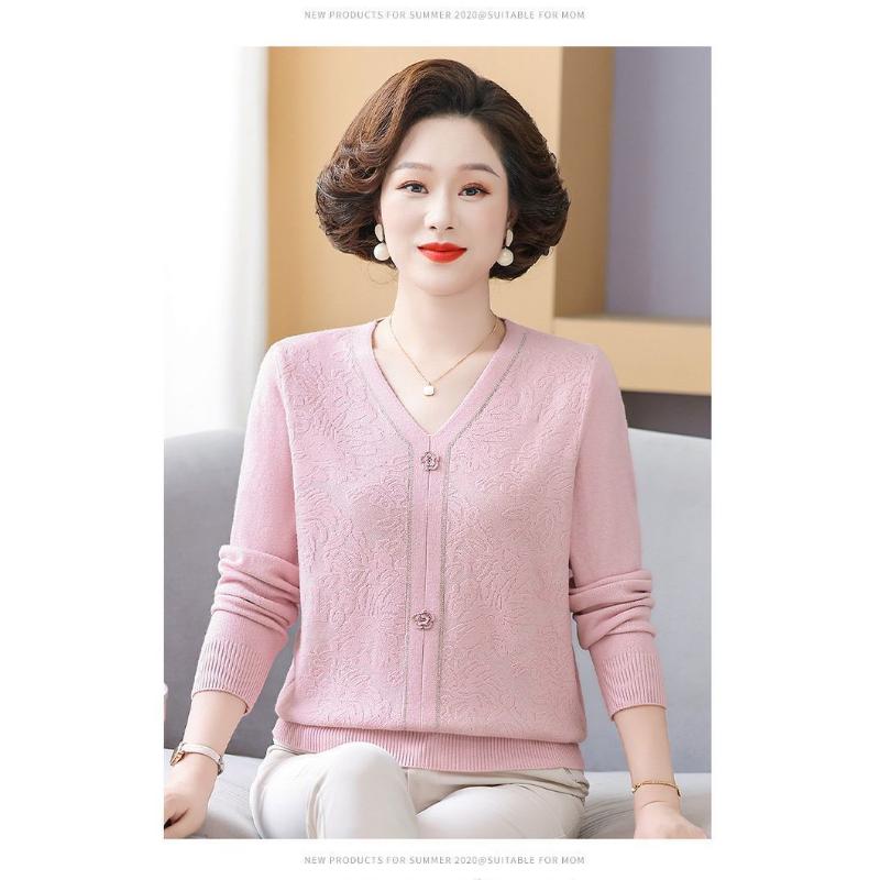 

Женский пуловер с длинными рукавами, на пуговицах, вязаный, повседневный модный свитер-топ S розовый