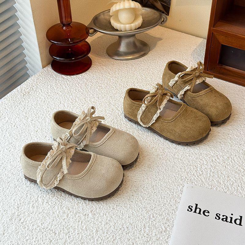 Children's 2025 Spring and Autumn Low Heel Single Shoes Girls' Fashion Academy Versatile Style Solid Color Lace Edge Non-slip Soft Sole Women's