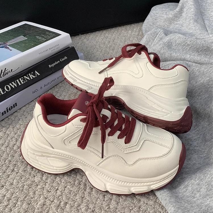 White and red casual dad shoes 22 new thick-soled heightening sports and leisure shoes niche sports shoes