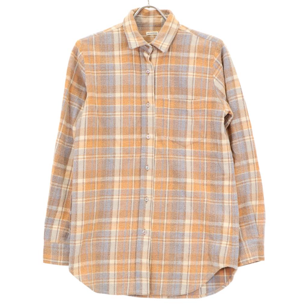 Nowos Orange X Blue Check Long Sleeve Flannel Shirt Tops F Orange/BlueUsed