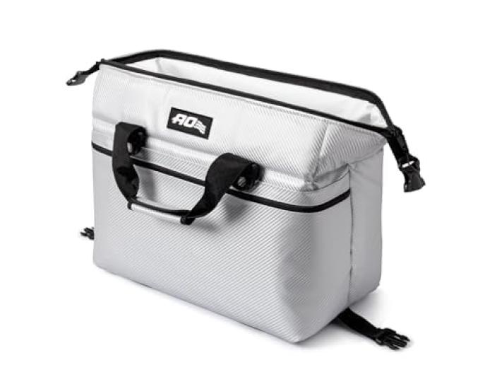 AO Coolers Carbon Soft Insulated Cooler for Outdoor and Fishing Japanese 12-Pack Cooler, Silver, 11L, Stain-Resistant, Lightweight, Box/Bag