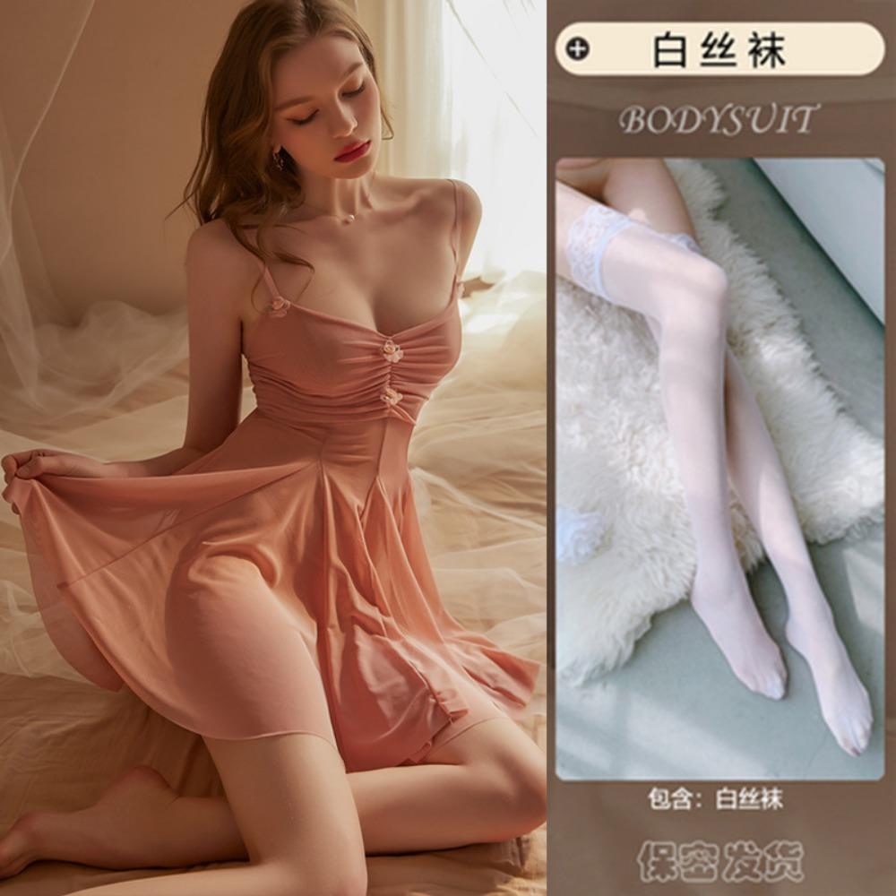 Sexy Übergrößen Verführung Hausunterwäsche Bett Nachthemd Transparenter Strumpfhalterrock Spitze Pyjama Reine Begierde Trenchcoat Anzug