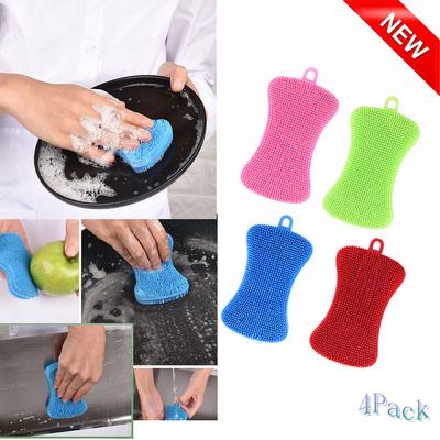 4 Stück Silikon-Spülschwamm, Küchenreinigungswerkzeug