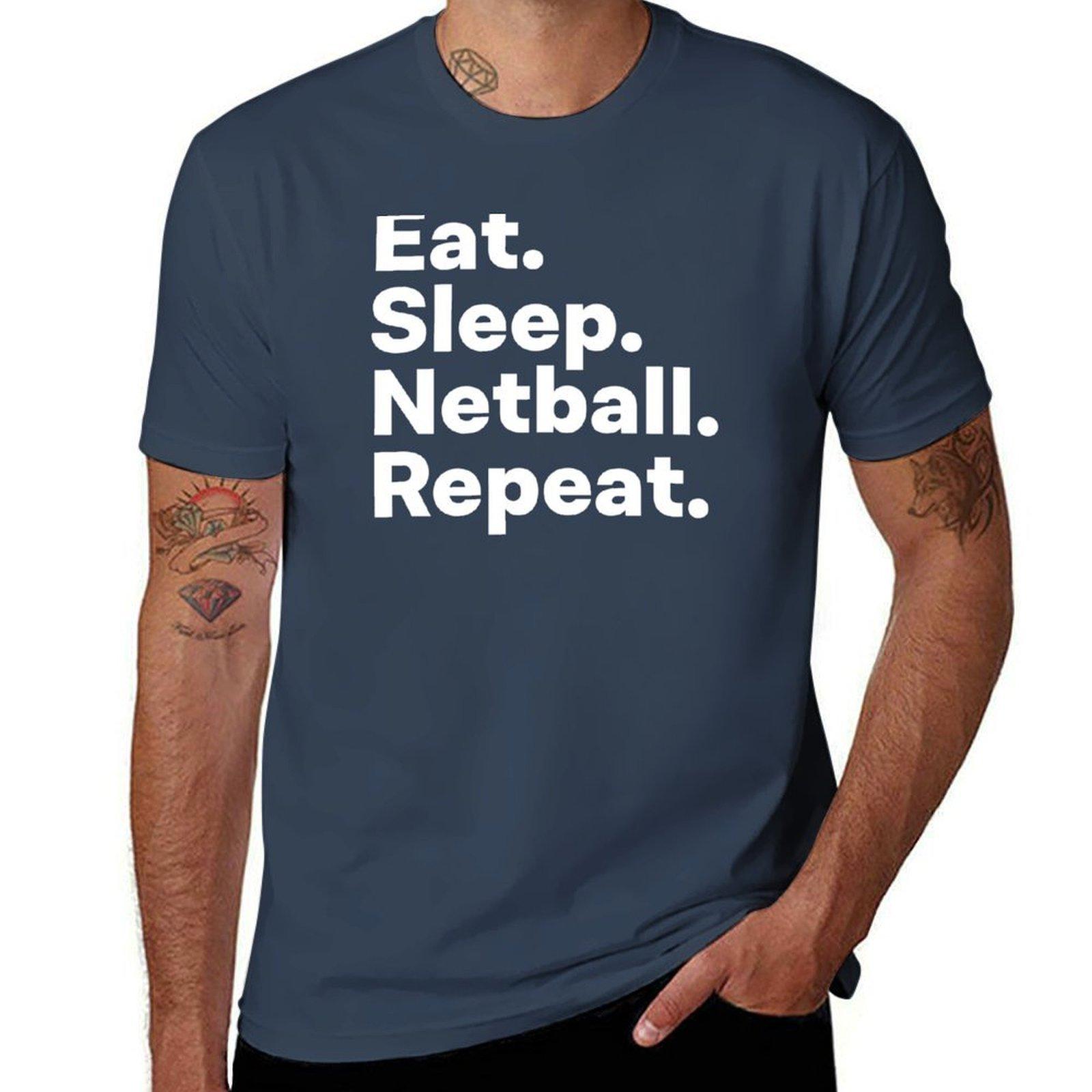 Eat Sleep Netball Repeat Tshirt Basic Solid Color Short Sleeve Tshirt S