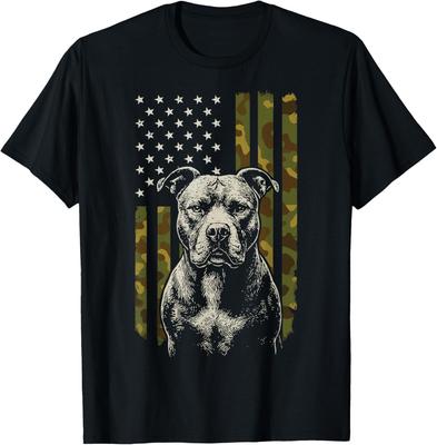 Funny Pitbull US Flag Pit Bull America Gift Unisex T-Shirt