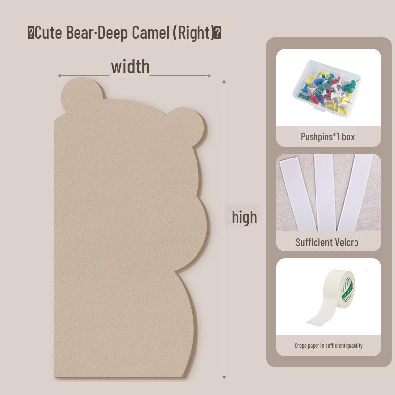Little Bear Cork Board: Punch-Free Felt Display for Creative Living Room Décor