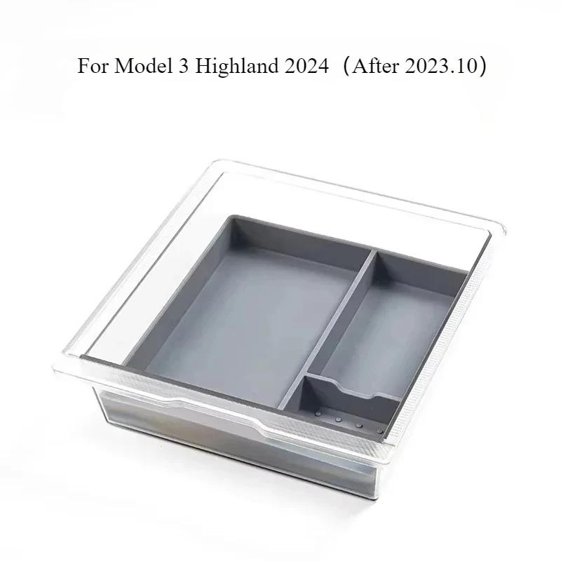 For Tesla Model 3 Highland Center Console Eyeglasses Storage Case Armrest Organizer Transparent Case Car Interior Accessories