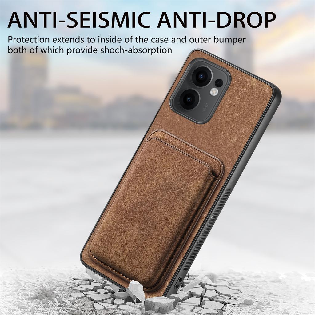 For Oppo Reno13 F 5G (Reno 13 FS 5G)/4G Magnetic Case Leather Back Cover with Detachable Card Holder