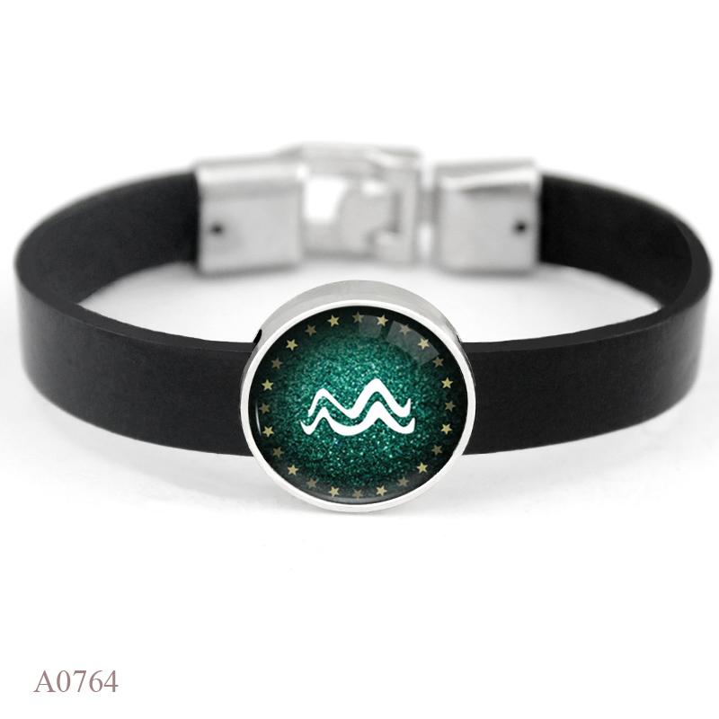 Aries Gemini Cancer Leo Virgo Libra Scorpio Sagittarius Capricorn Aquarius Pisces Zodiac Sign Horoscope Genuine Leather Bracelet