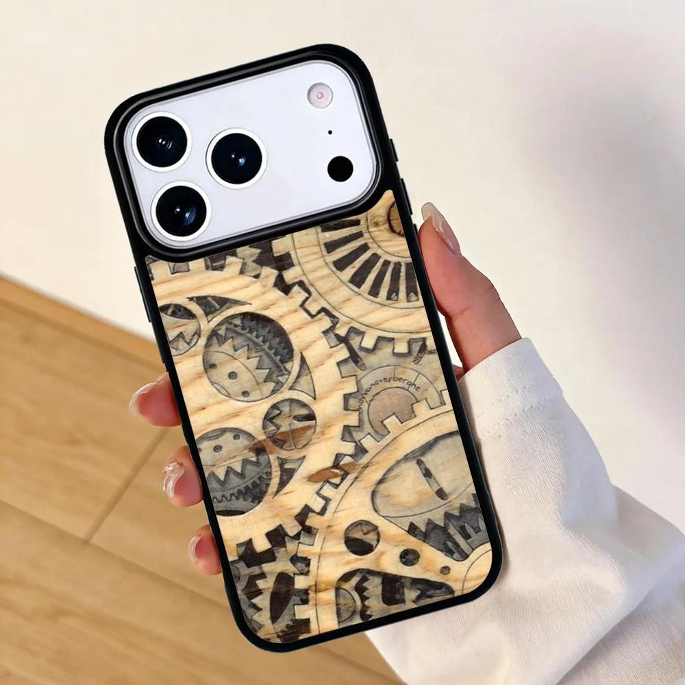 Steampunk Gears Vintage Time Machine Phone Case For Apple iPhone 17 Air 16 Pro Max 15 Pro Max 14 13 12 11 Mini Back Cover