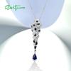 Silver Pendant For Women Authentic 925 Sterling Silver Leopard Panther Sparkling Black Spinel Trendy Party Fine Jewelry