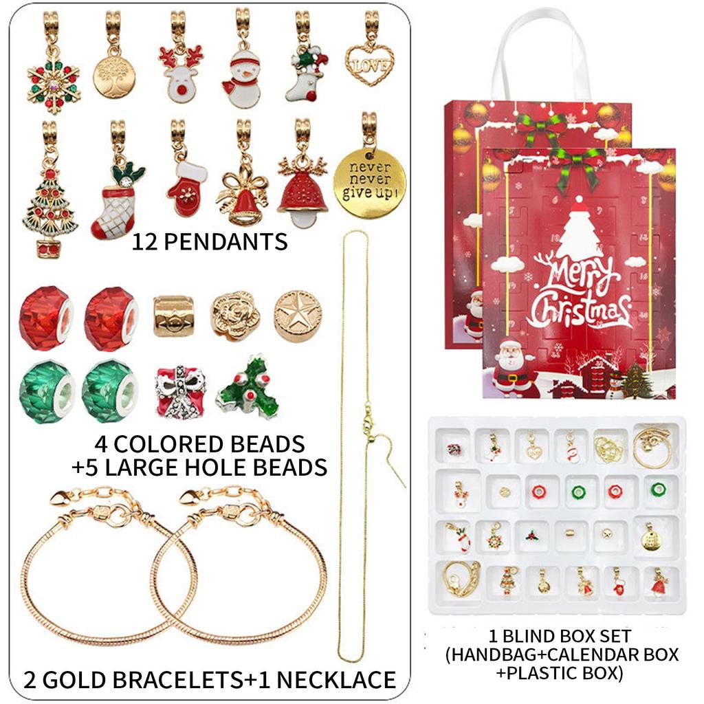 Jule-adventskalendergaver 2023, gjør-det-selv-armbåndssett for barn, voksne, 24-dagers julenedtellingskalender smykkegaver