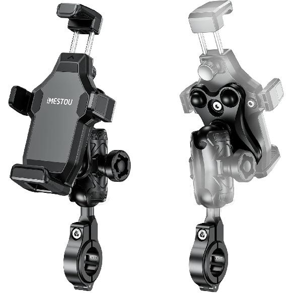 iMESTOU Anti-Vibration Motorcycle Phone Mount- 1" Ball Handlebar Phone Holder Perfect for High-Speed Cycling 360° Rotation Universal for 4.7"-7.2"