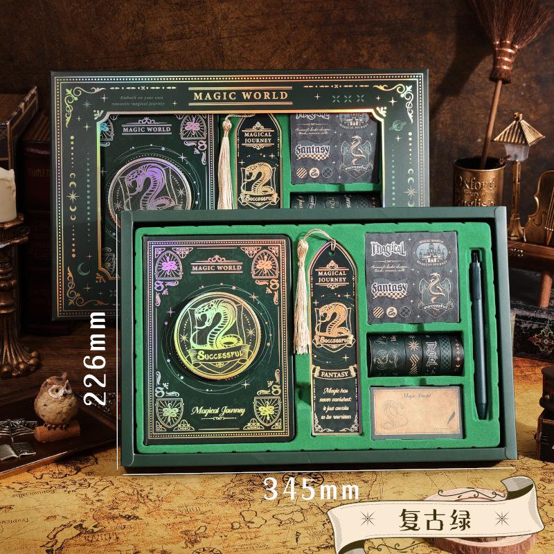 Magic Academy Notebook Gift Set Harry Potter Style Journal High Appearance Diary for Students Vintage Wizard Theme Notebook Kit