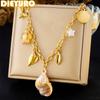 DIEYURO 316L Stainless Steell Fashion Conch Scallop Fish Tail Pendant Necklace For Women New Neck Chain Jewelry Glamorous Gift