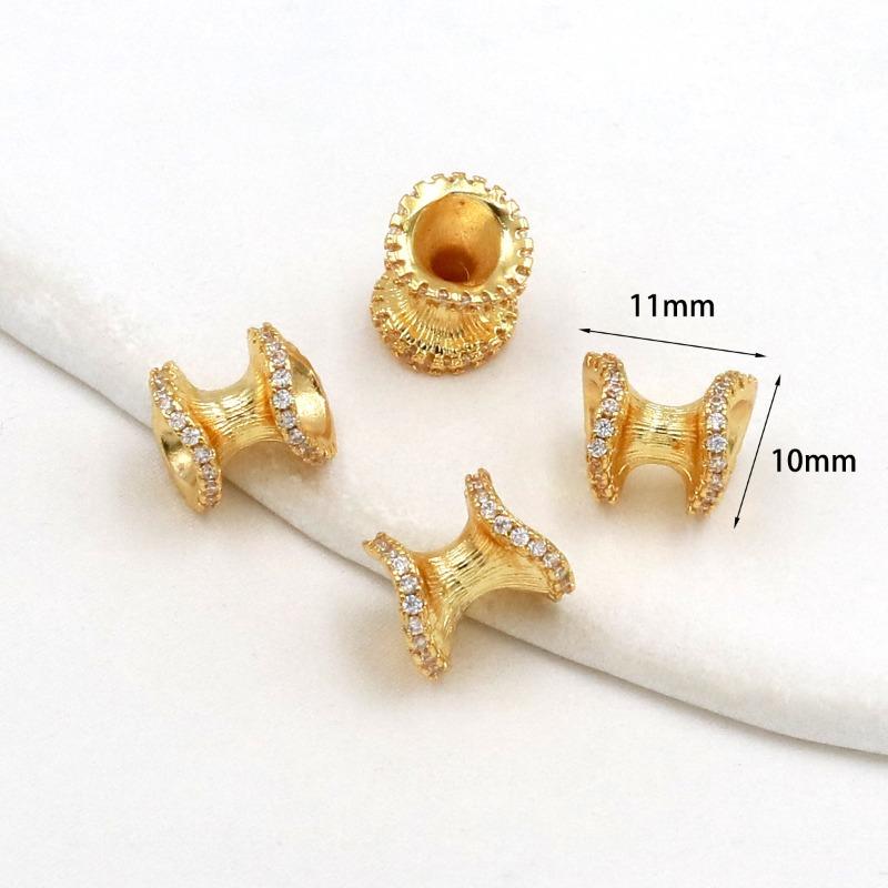Farbechtheit k Echtgold mikro-eingefasster Zirkon Fassperlen Straße durchbohrt kleine Taille Kristallarmband DIY Perlenabstandshalter mit Perlen C