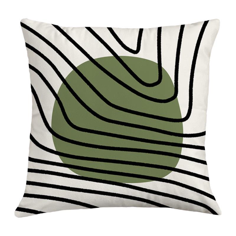 Geometric Nordic-Style Green Throw Pillow Cover for Artistic Living Room Decor