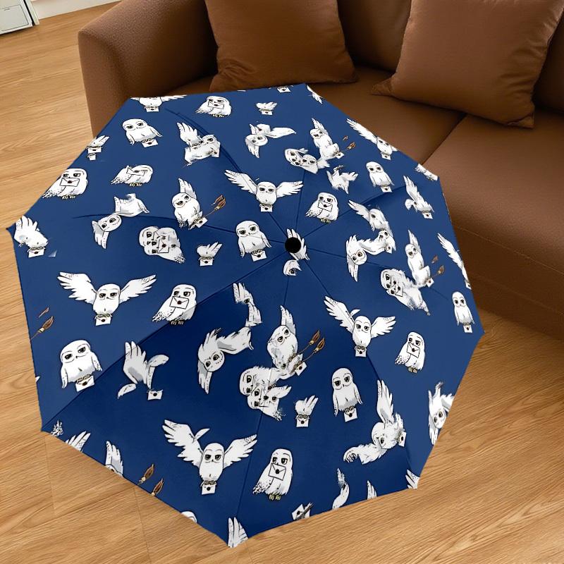 1PC Warner Owl Snowy Umbrella-8-Rib Reinforced, Automatic Open, Lightweight & Durable-A47