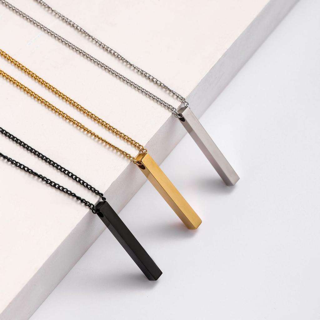 Simple Titanium Steel Necklace Ins Cold Style Column Versatile Hip Hop Geometric Square Pendant Long Style