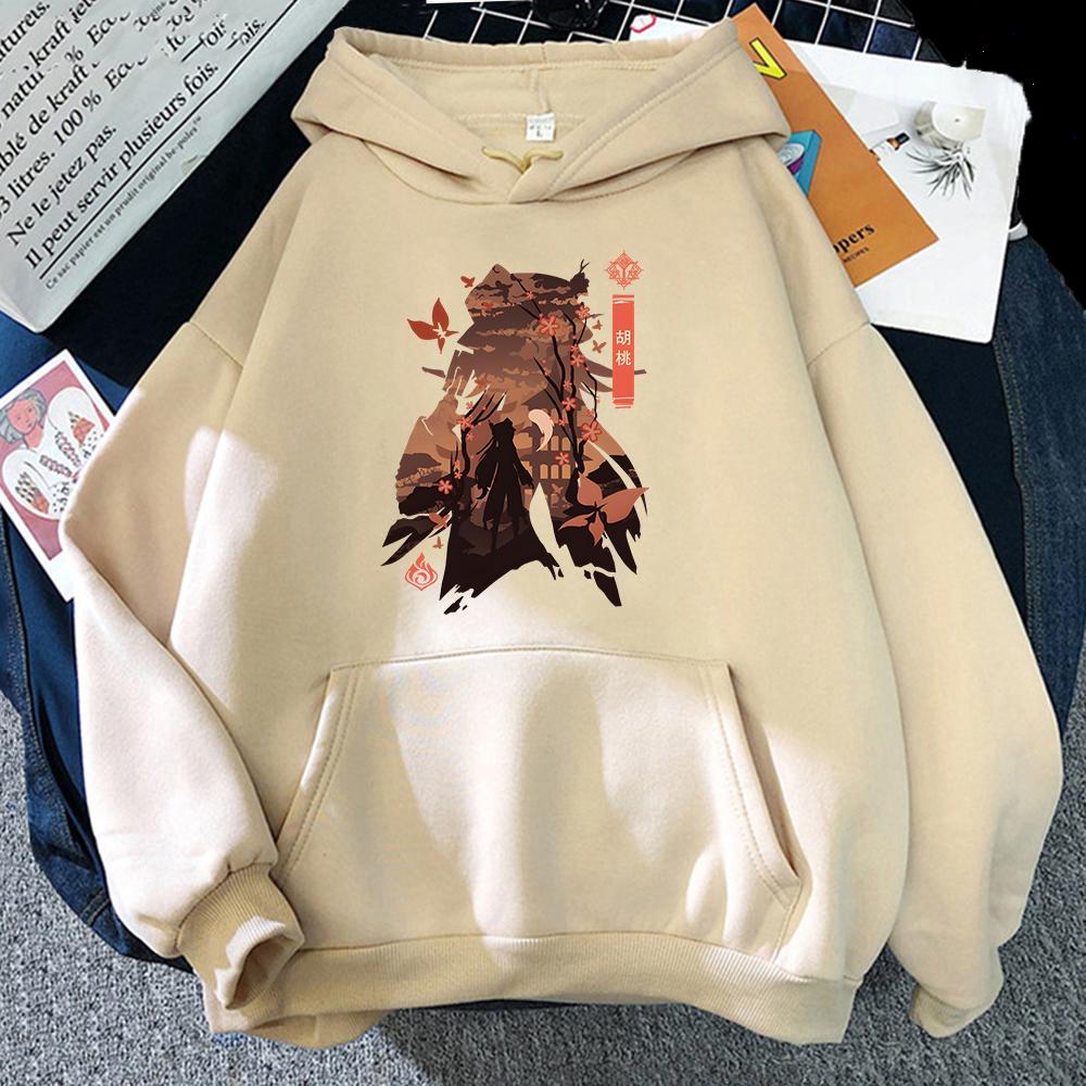 Hu Tao Cosplay Costume Hot Game Genshin Impact Hoody Oversized Clothes Kawaii Cartoon Women Hoodies Men Long Sleeve Streetwear