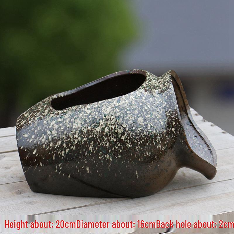 Handcrafted Ceramic Fish Tank with Waterfall Filtration - Chinese Style Aquatic Decor