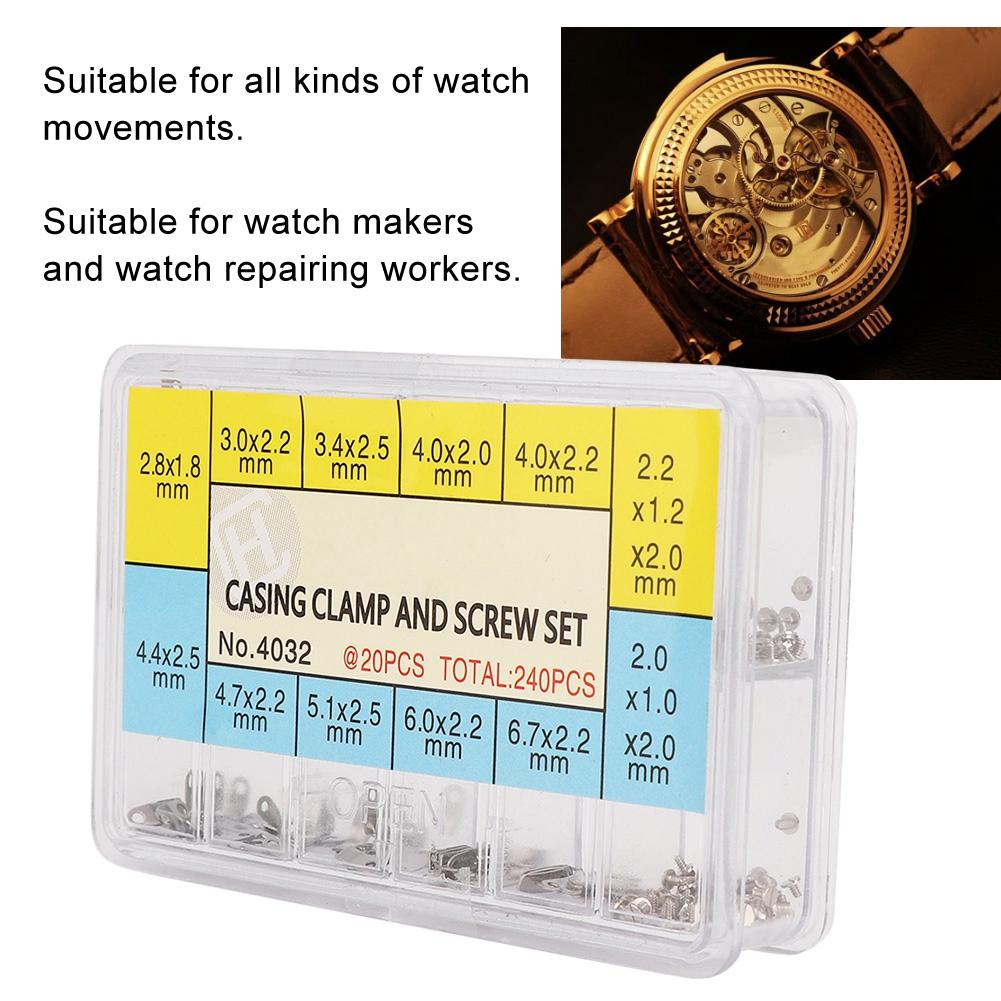 Assorted 10 Size Watch Parts Watch Movements Fixing Adapter Securing Screws