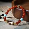 Synthetic Southern Red Agate Dzi Bead Bracelet, Red, Enhances Skin Tone and Elegance, New Chinese Ethnic Style Hand Jewelry for Women