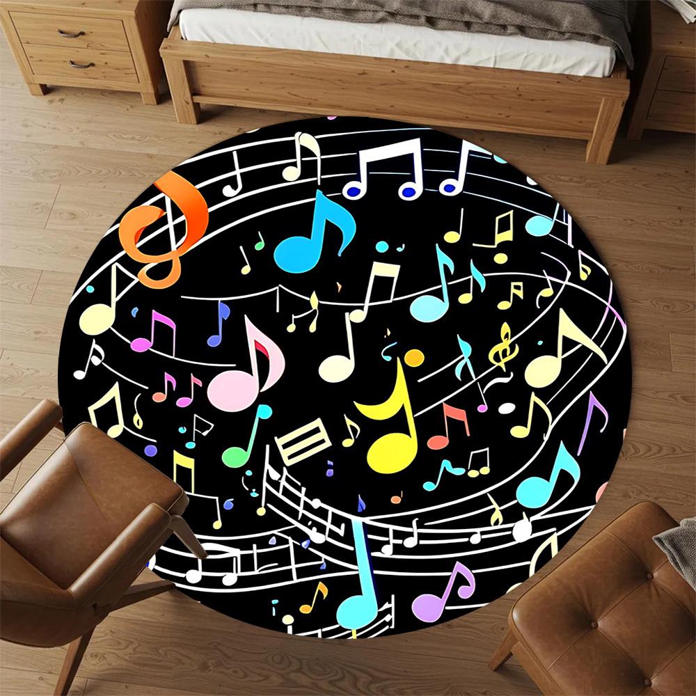 1pc music notes Round Chair mat Area Rug - Non-Slip, Floor Mat for Office, Bedroom, and Indoor Decor c1125628