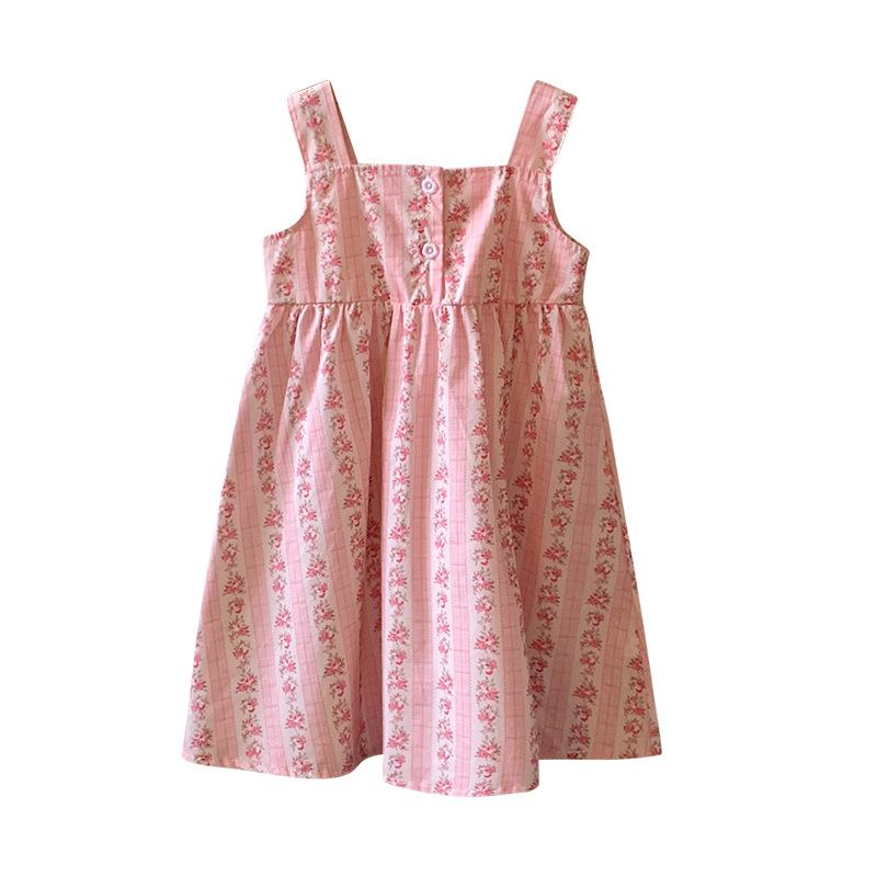 Girls Summer Floral Spaghetti Strap Dress Sleeveless Kids Vest Dress Sweet Princess Children Clothing