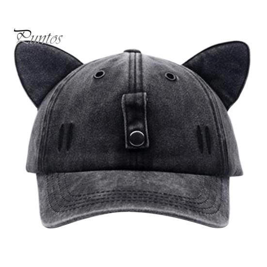 Party Style Street Hat Cat Ear Trucker Hat, Baseball Cap with Detachable Sunglasses, Unique Adjustable Pilot for Outdoor Travel UV Protection