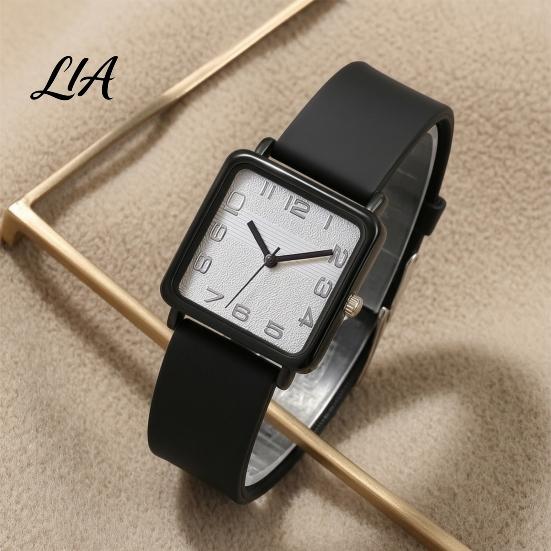Women Casual Watch Square Dial Quartz for Women, Lady Wrist with Silicone Strap, Accurate Lightweight Wristwatch, Fashion Accessory