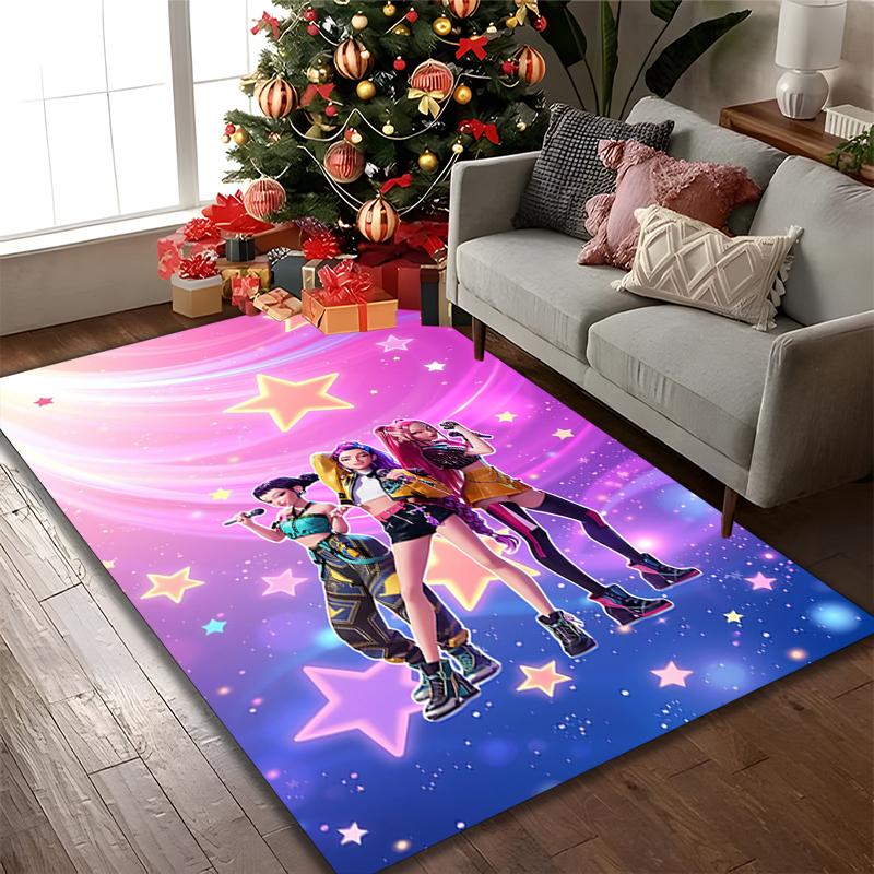 Kpop Dämonenjäger Teppich Ideal für Lesezimmer, Mehrzweck-Bürostuhl Sofa Teppich, Rutschfester Bedruckter Heimteppich